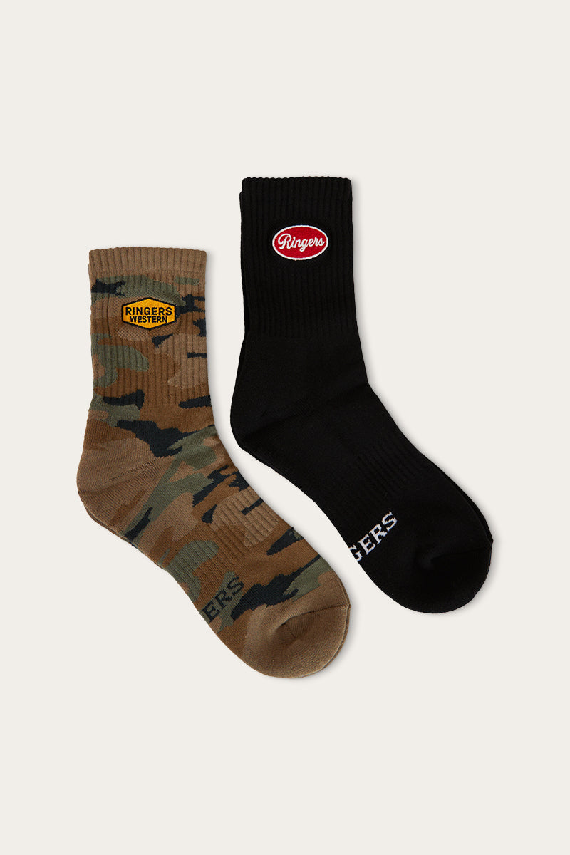 Monty Unisex Sock 2 Pack - Black/Camo