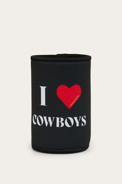 I Heart Cowboys Stubby Cooler - Black