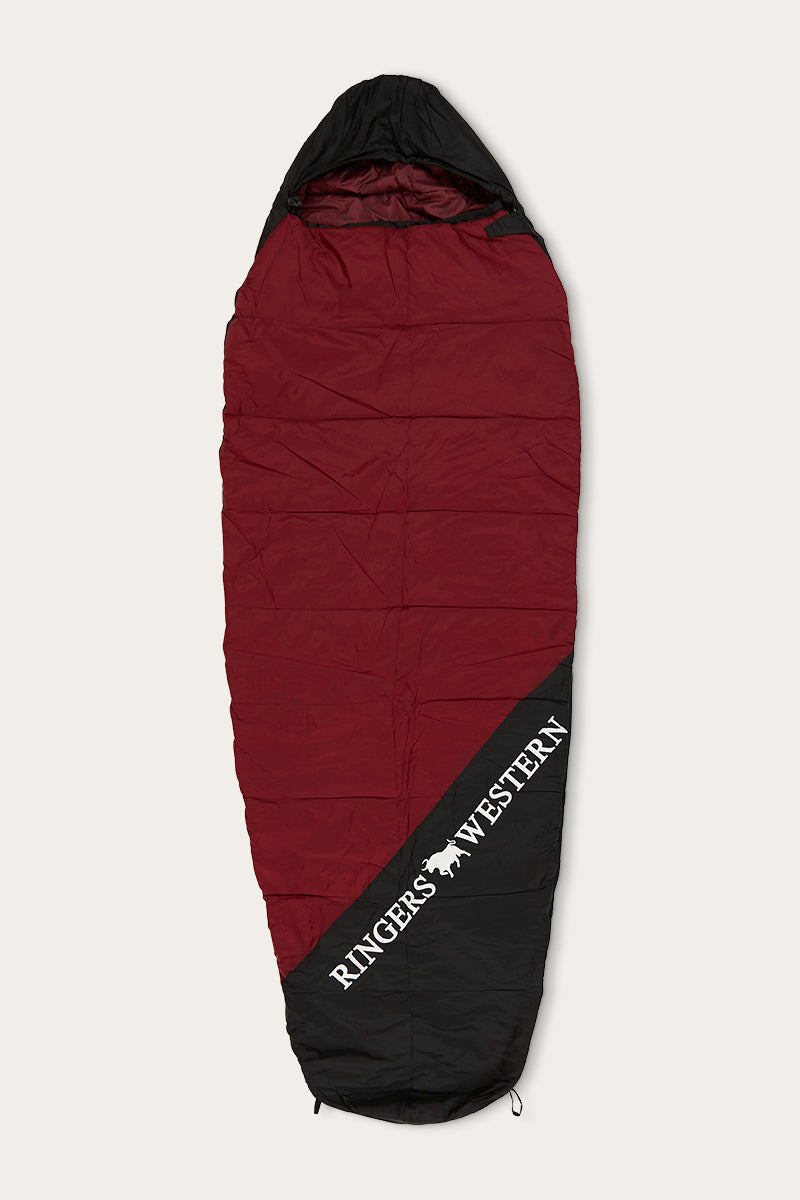 Oakes Adult Sleeping Bag - Burgundy/Black