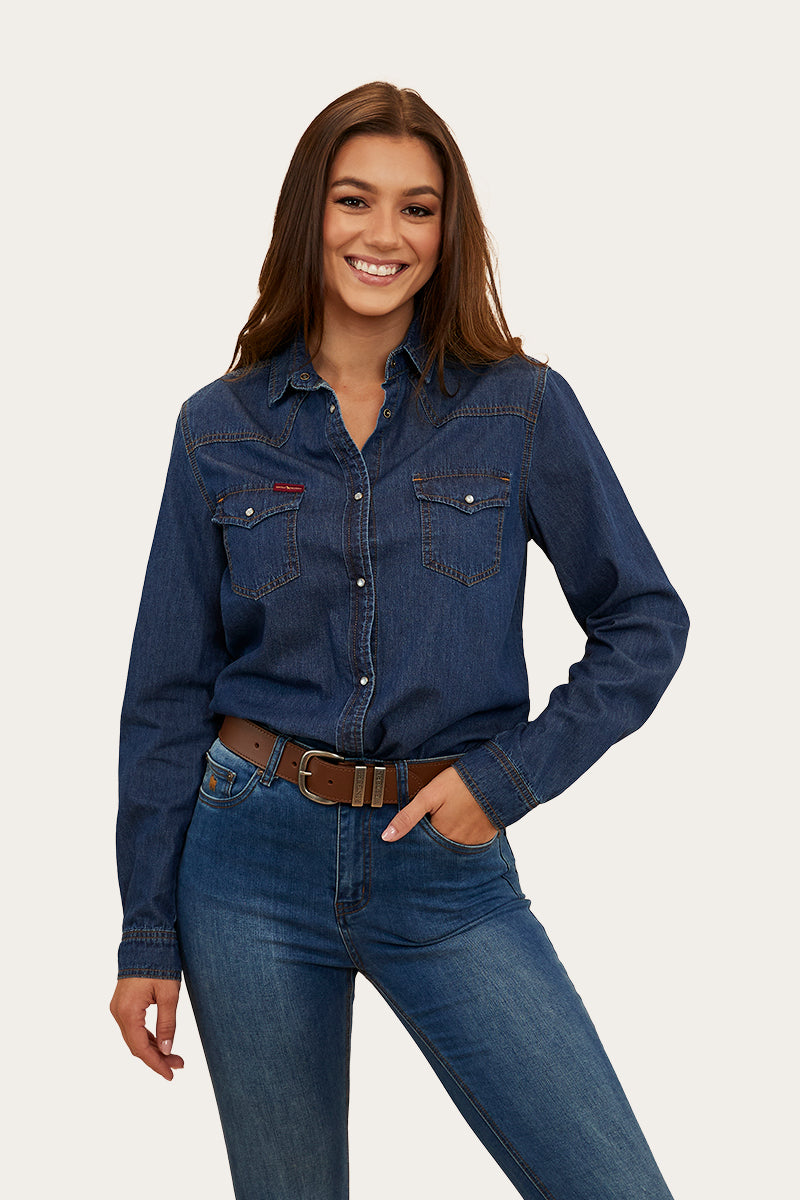 Everleigh Womens Denim Shirt - Classic Blue