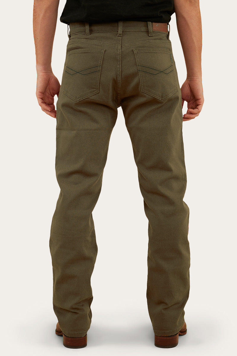 Muster Mens Slim Straight Fit Jeans - Military Green