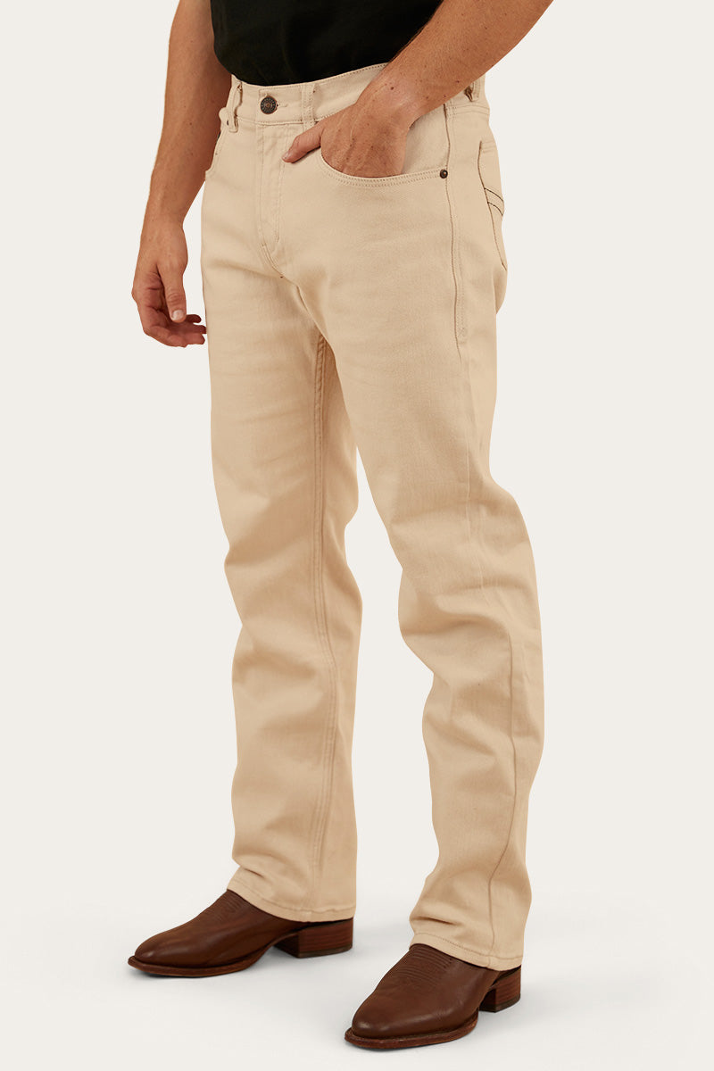 Muster Mens Slim Straight Fit Jeans - Dark Sand