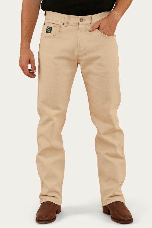 Muster Mens Slim Straight Fit Jeans - Dark Sand