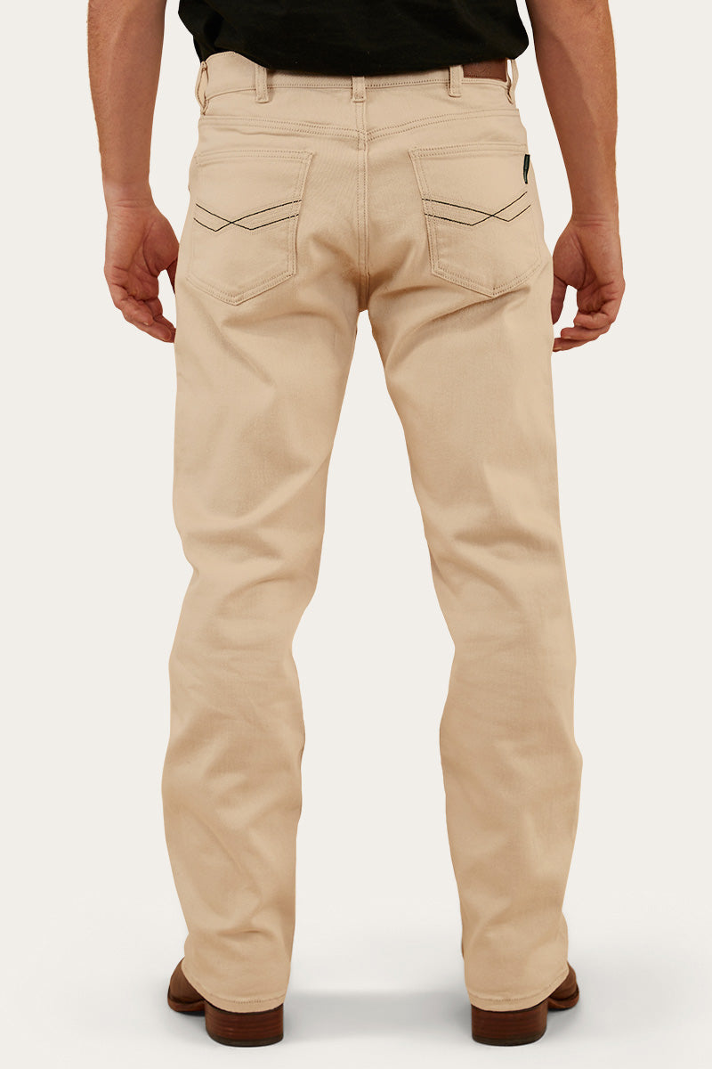 Muster Mens Slim Straight Fit Jeans - Dark Sand