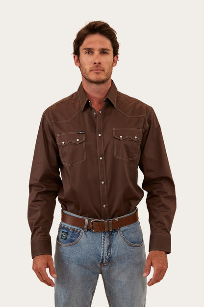 Mapleton Mens Western Shirt - Espresso