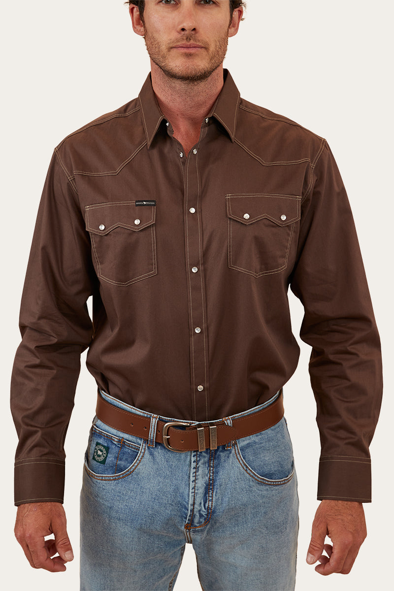 Mapleton Mens Western Shirt - Espresso