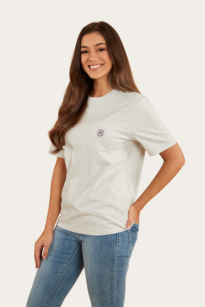 Esther Womens Loose Fit T-Shirt - Light Grey Marle