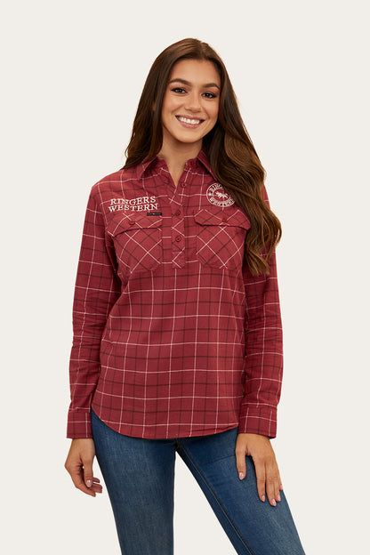 Delaney Womens Half Button Flannel - Cedar