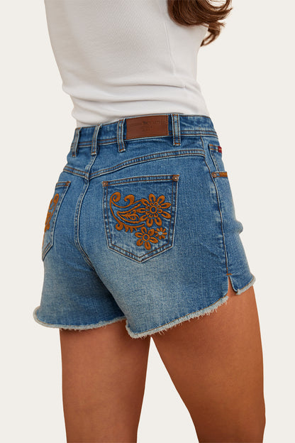 Gracie Womens Denim Short - Mid Wash Blue