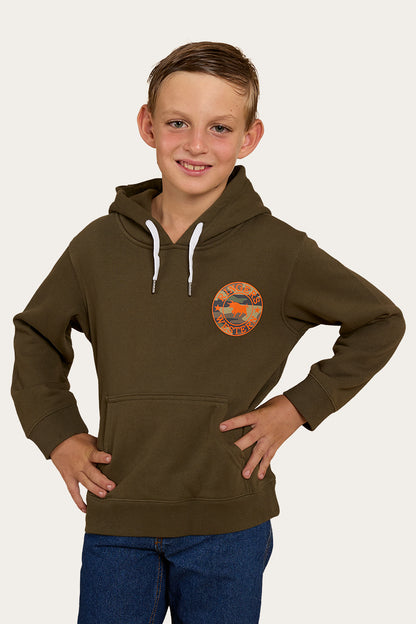 Signature Bull Kids Pullover Hoodie - Military Green/Camo