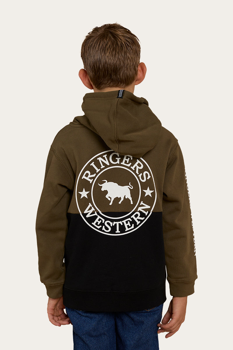 Oakey Kids Hoodie - Military Green/Black