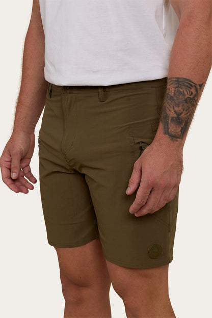 Hillston Mens Hybrid Short - Military Green