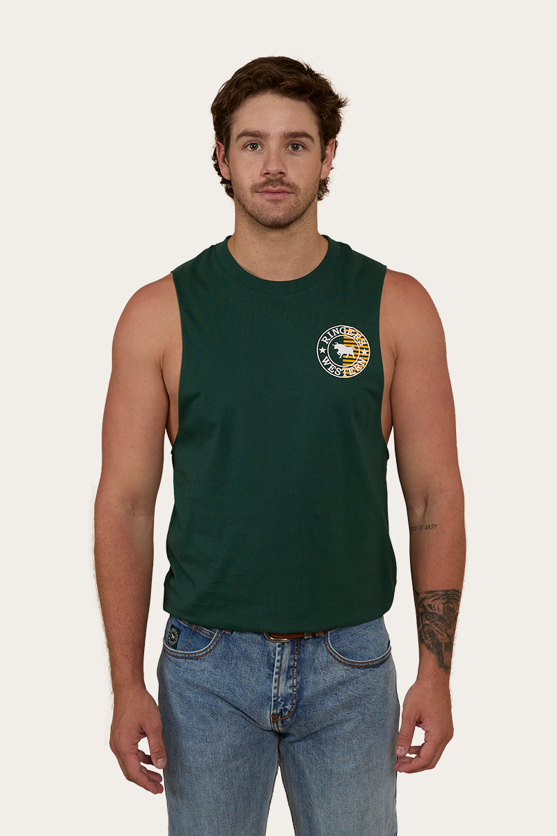 Signature Bull Flag Mens Muscle Tank - Pine