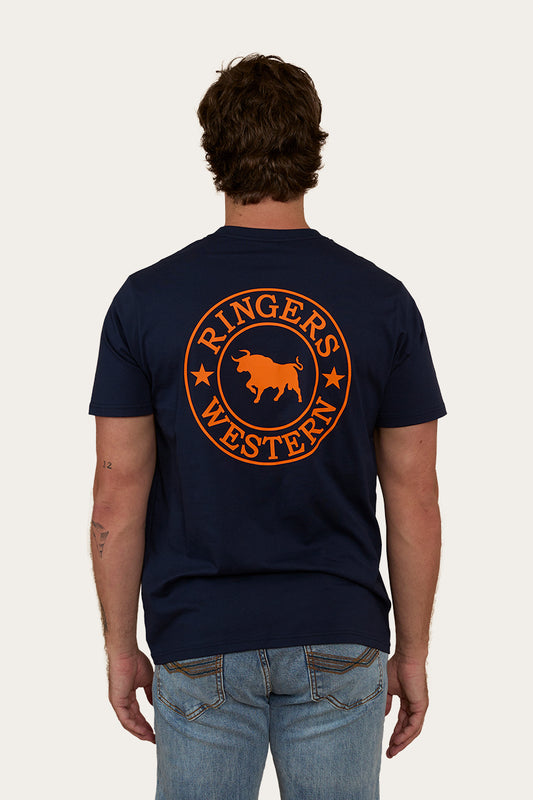 Signature Bull Mens Loose Fit T-Shirt - Navy/Orange