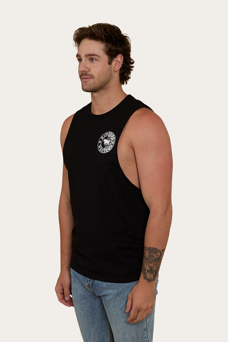 Signature Bull Flag Mens Muscle Tank - Black