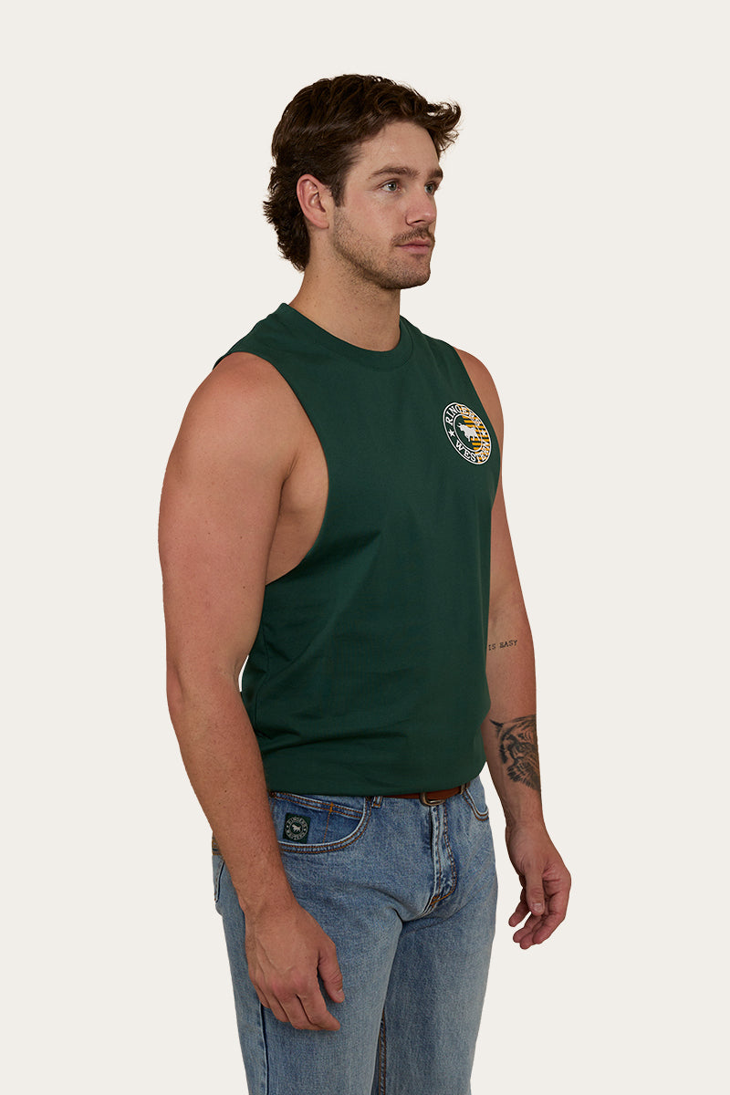 Signature Bull Flag Mens Muscle Tank - Pine