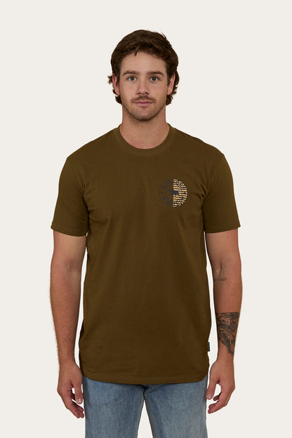 Signature Bull Flag Mens Stock Fit T-Shirt - Military Green