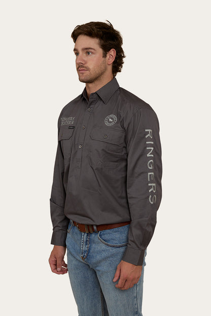 Hawkeye Mens Half Button Work Shirt - Magnum/Ultimate Grey