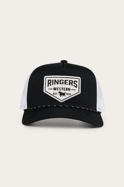 Garage Trucker Cap - Black with White Print