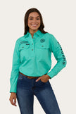 Signature Jillaroo Womens Half Button Work Shirt - Mint/Navy