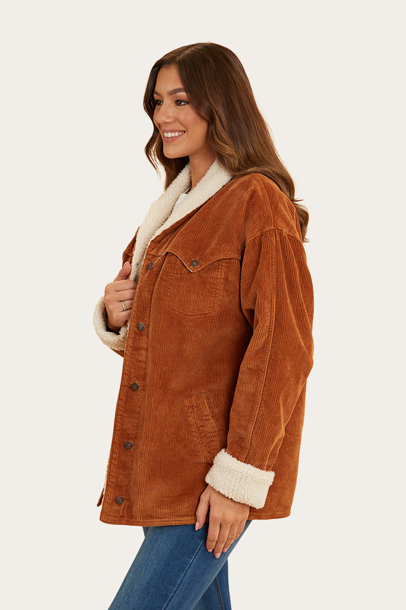 Lacey Womens Sherpa Jacket - Toffee