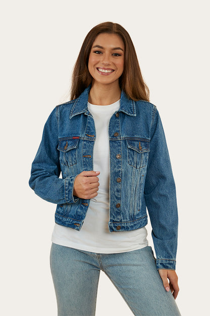 Scarlett Womens Denim Jacket - Mid Wash Blue