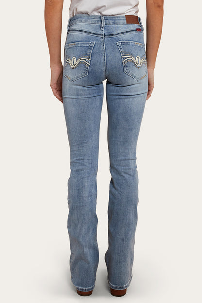 Caroline Rodeo Womens Mid-Rise Bootleg Jeans - Light Blue