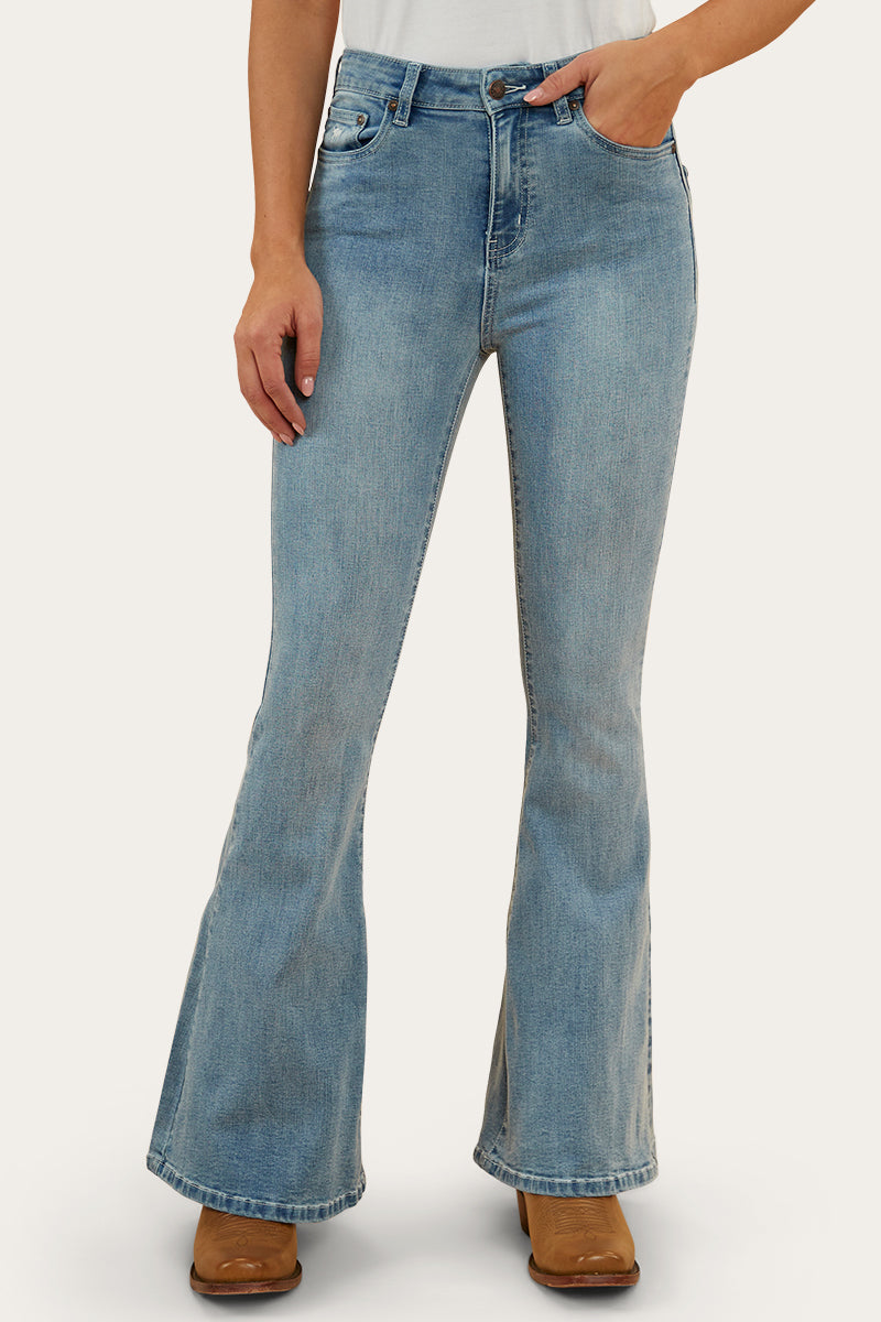 Bowie Womens Flare Jeans - Light Blue