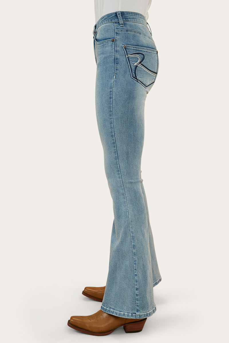 Bowie Womens Flare Jeans - Light Blue