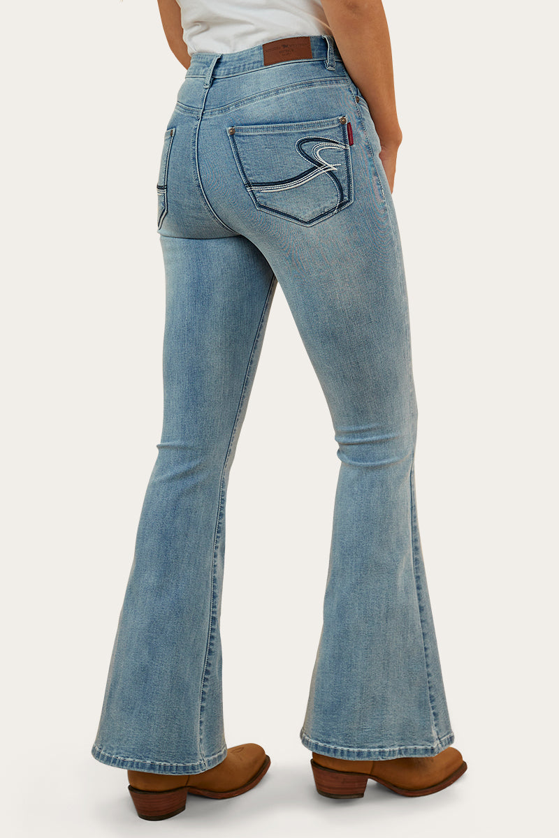 Bowie Womens Flare Jeans - Light Blue