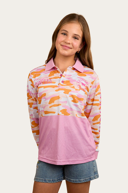 Halls Creek Kids Fishing Jersey - Pink Camo