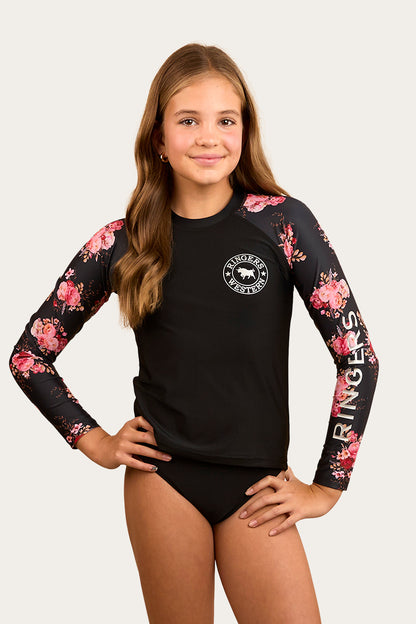 Gabrielle Girls Swim Rashie - Black / Silver