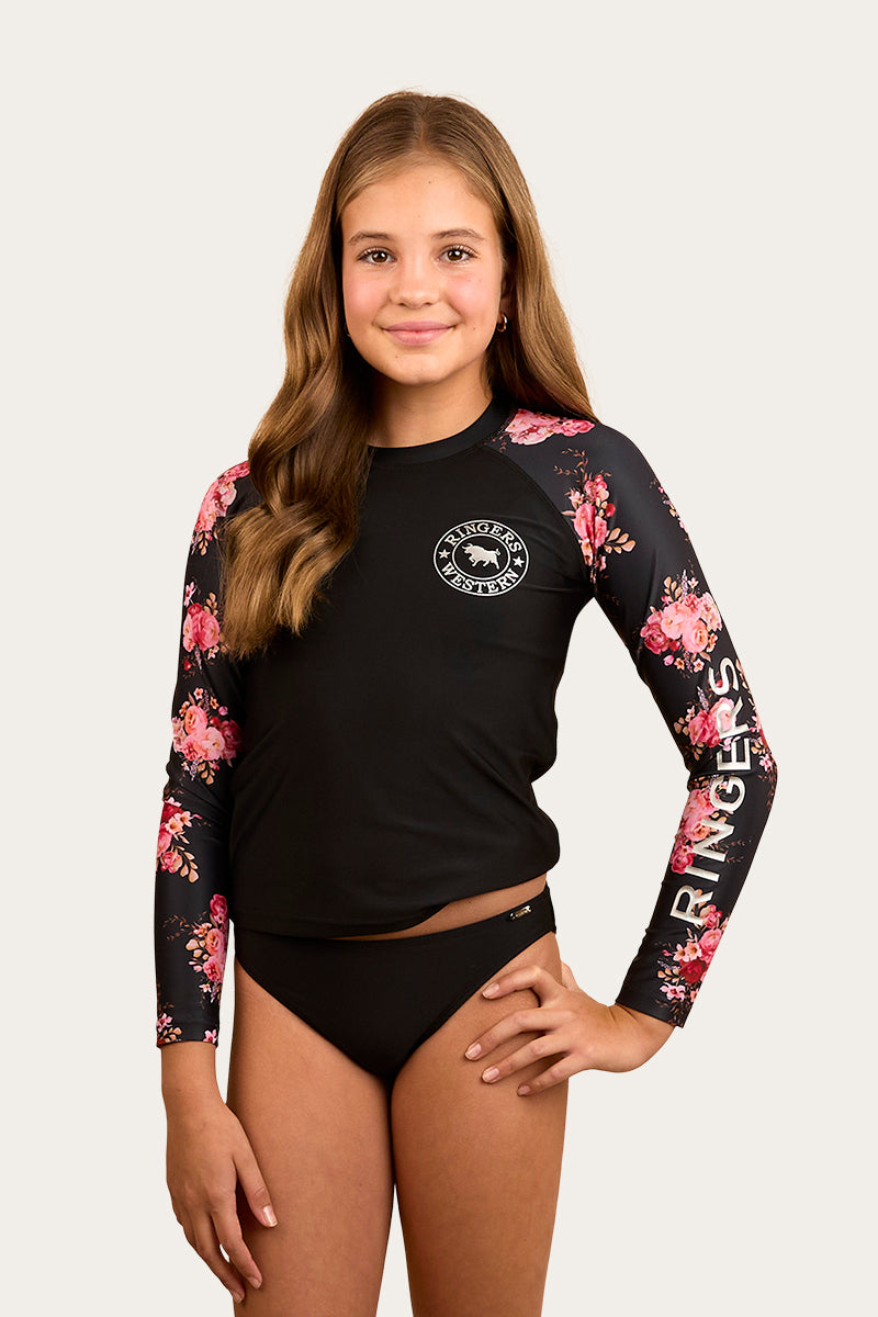 Gabrielle Girls Swim Rashie - Black / Silver