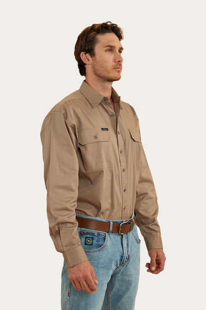 King River Mens Full Button Work Shirt - Mushroom