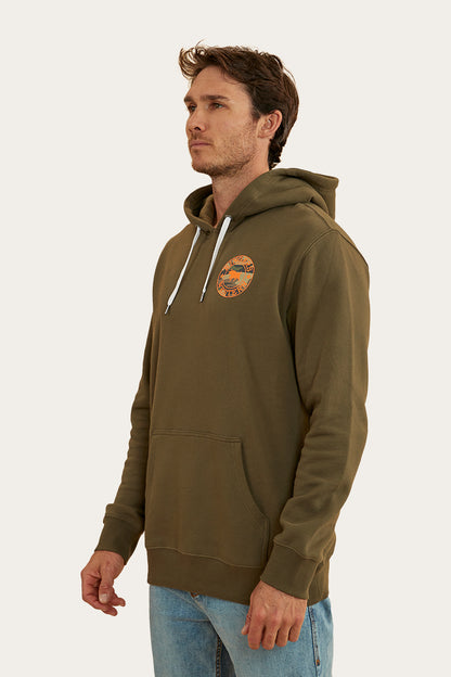 Signature Bull Mens Pullover Hoodie - Military Green/Camo