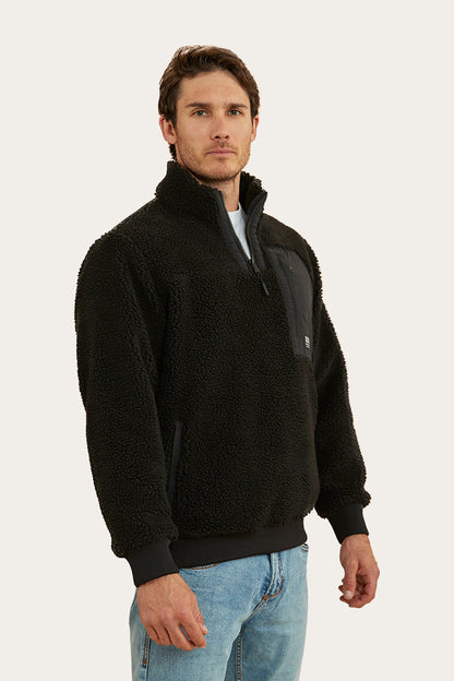 Stanmore Mens 1/4 Zip Crew - Black