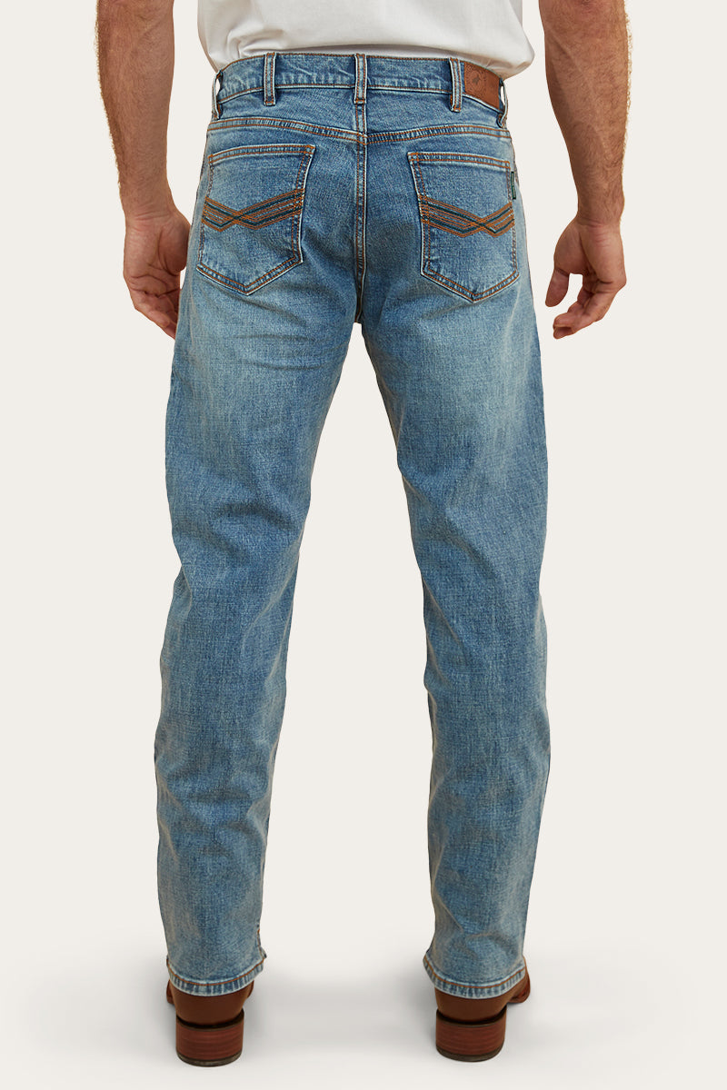 Muster Rodeo Mens Straight Leg Jeans - Mid Wash Blue