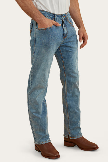 Muster Rodeo Mens Straight Leg Jeans - Mid Wash Blue