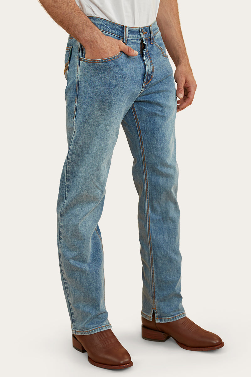 Muster Rodeo Mens Straight Leg Jeans - Mid Wash Blue