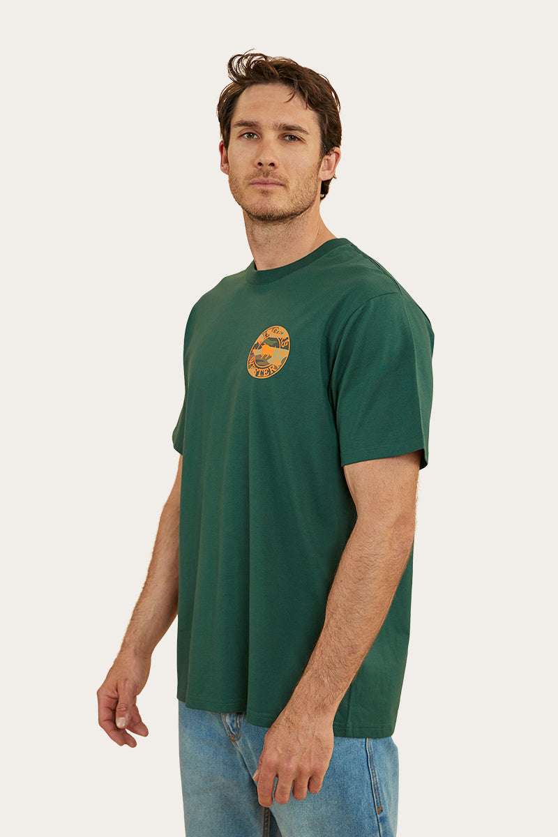 Signature Bull Mens Loose Fit T-Shirt - Pine/Camo