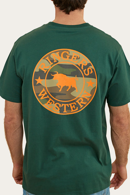 Signature Bull Mens Loose Fit T-Shirt - Pine/Camo