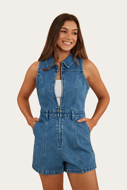 Mimi Womens Playsuit - Mid Wash Blue