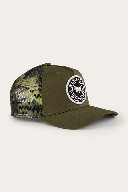 Signature Bull Kids Trucker Cap - Military Green/Camo