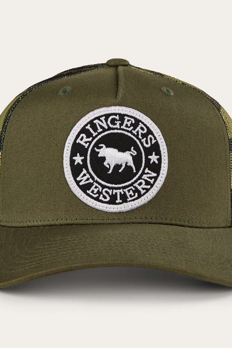 Signature Bull Kids Trucker Cap - Military Green/Camo