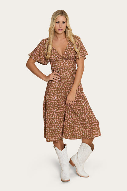 Posie Womens Midi Dress - Toffee