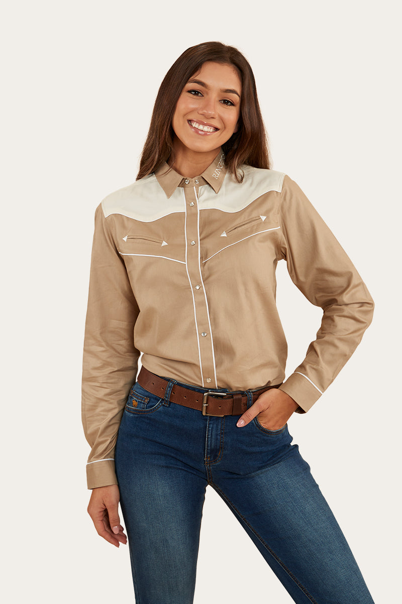 Musgraves Womens Western Shirt - Dark Sand/Off White