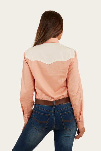 Musgraves Womens Western Shirt - Coral/Off White