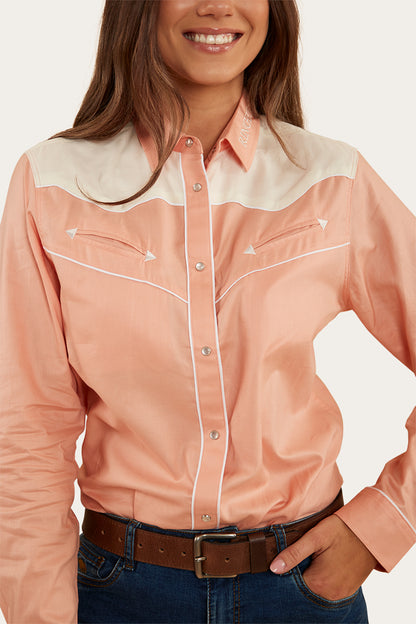 Musgraves Womens Western Shirt - Coral/Off White