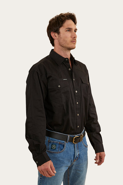 Holstein Mens Full Button Work Shirt - Black