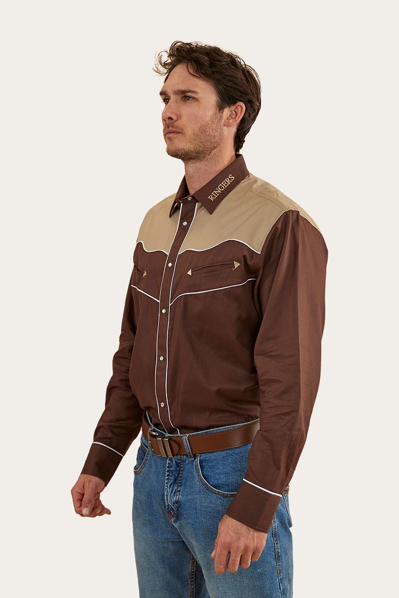 McGraw Mens Western Shirt - Chocolate/Dark Sand